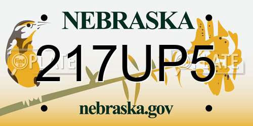 217UP5 Nebraska License Plate