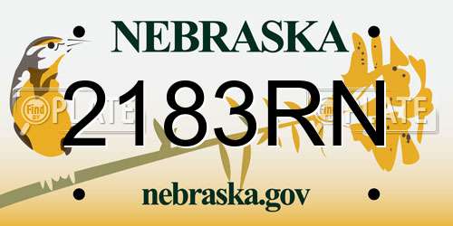 2183RN Nebraska License Plate