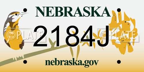 2184J Nebraska License Plate