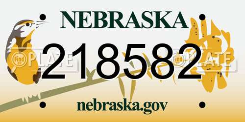 218582 Nebraska License Plate