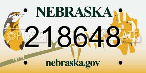 218648 Nebraska License Plate