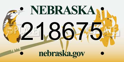 218675 Nebraska License Plate
