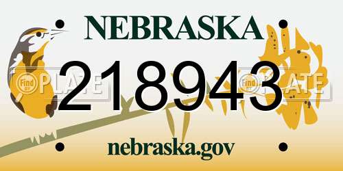 218943 Nebraska License Plate
