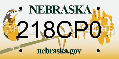 218CP0 Nebraska License Plate