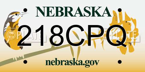 218CPQ Nebraska License Plate