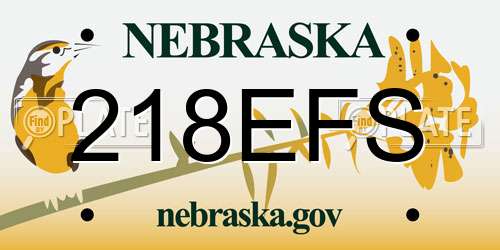 218EFS Nebraska License Plate