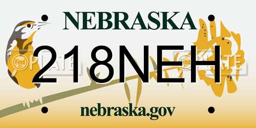 218NEH Nebraska License Plate