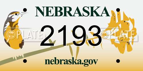 2193 Nebraska License Plate