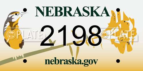 2198 Nebraska License Plate