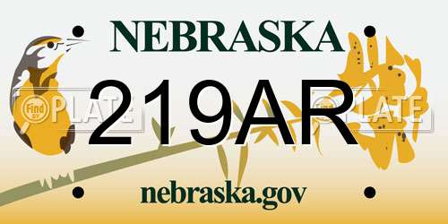219AR Nebraska License Plate