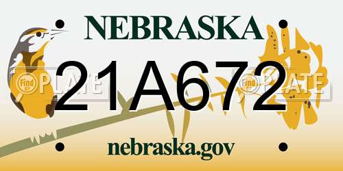 21A672 Nebraska License Plate