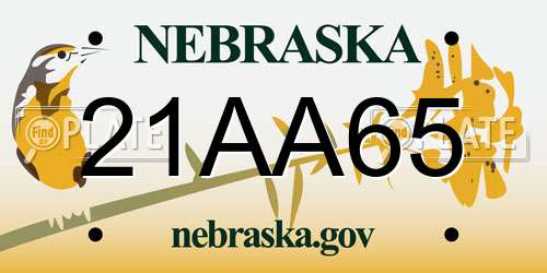 21AA65 Nebraska License Plate