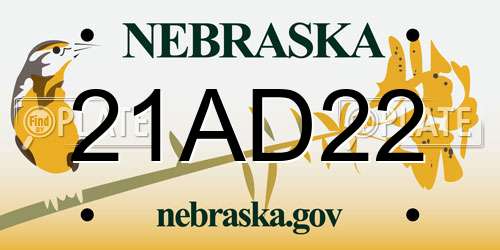 21AD22 Nebraska License Plate