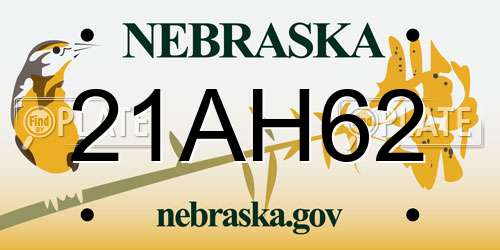 21AH62 Nebraska License Plate