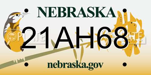 21AH68 Nebraska License Plate