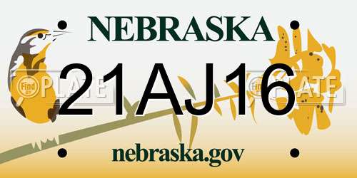 21AJ16 Nebraska License Plate