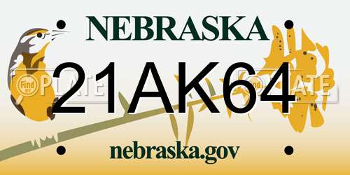 21AK64 Nebraska License Plate