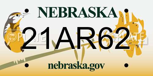 21AR62 Nebraska License Plate