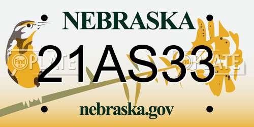 21AS33 Nebraska License Plate