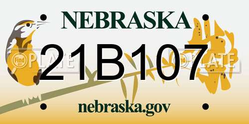 21B107 Nebraska License Plate