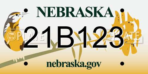 21B123 Nebraska License Plate