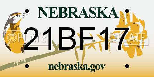 21BF17 Nebraska License Plate