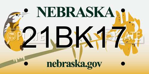 21BK17 Nebraska License Plate