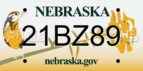 21BZ89 Nebraska License Plate