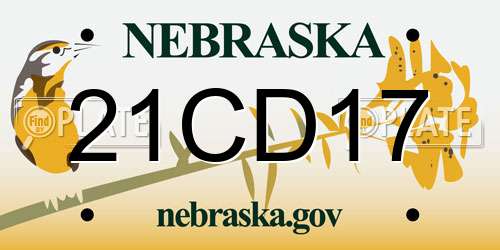 21CD17 Nebraska License Plate