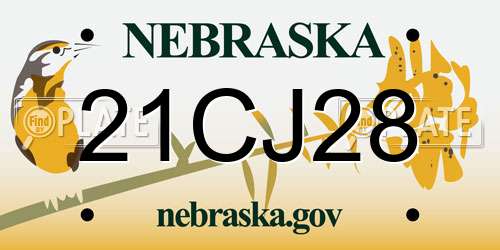 21CJ28 Nebraska License Plate