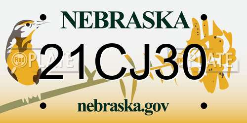 21CJ30 Nebraska License Plate