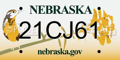 21CJ61 Nebraska License Plate