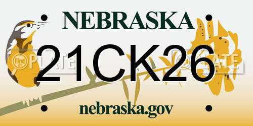 21CK26 Nebraska License Plate