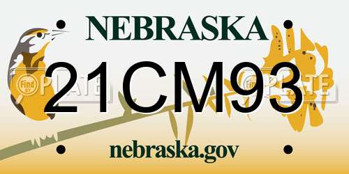 21CM93 Nebraska License Plate