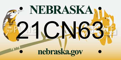 21CN63 Nebraska License Plate