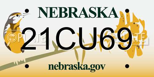 21CU69 Nebraska License Plate