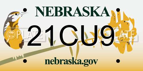 21CU9 Nebraska License Plate