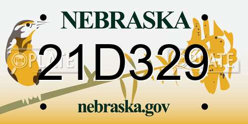 21D329 Nebraska License Plate