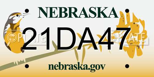 21DA47 Nebraska License Plate