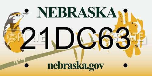 21DC63 Nebraska License Plate