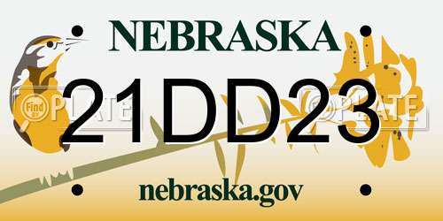 21DD23 Nebraska License Plate