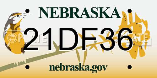 21DF36 Nebraska License Plate