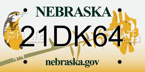 21DK64 Nebraska License Plate