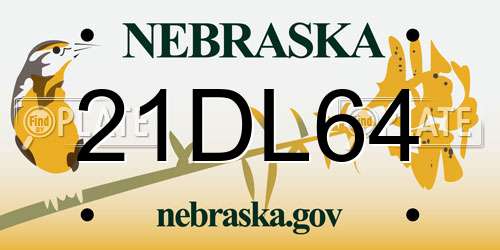 21DL64 Nebraska License Plate