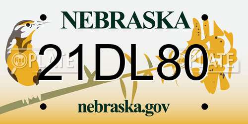 21DL80 Nebraska License Plate