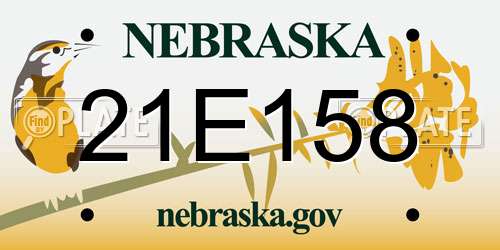21E158 Nebraska License Plate