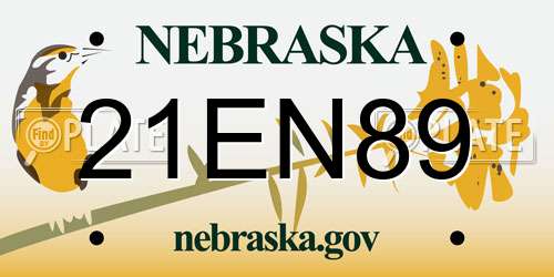 21EN89 Nebraska License Plate