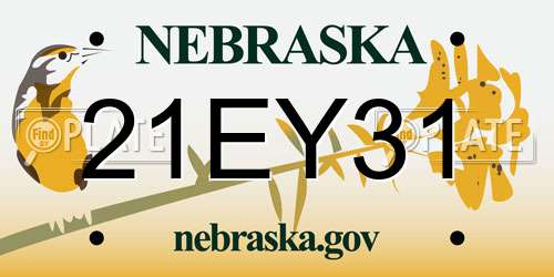 21EY31 Nebraska License Plate