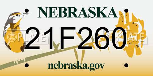 21F260 Nebraska License Plate
