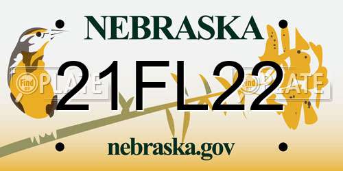 21FL22 Nebraska License Plate
